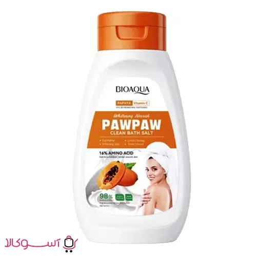 bioaqua-paw-paw خرید نمک حمام لایه بردار بدن بیوآکوا مدل paw paw
