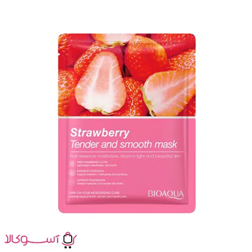 mask-strawberry خرید ماسک ورقه ای صورت بیوآکوا مدل strawberry