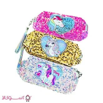 خرید کیف آرایشی طرح یونیکورن پولکی